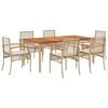 vidaXL Ensemble &agrave; manger de jardin et coussins 7 pcs beige poly rotin