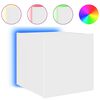 vidaXL Meubles TV muraux avec lumi&egrave;res LED 2 pcs blanc 30,5x35x30 cm