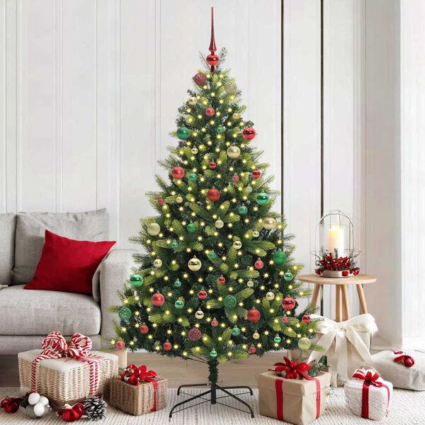 vidaXL Arbre de No&euml;l artificiel en silicone flexible 300 LEDs 180 cm