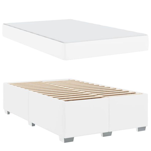 vidaXL Cadre de lit avec matelas Blanc 120 x 200 cm tissu