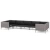 vidaXL Salon de jardin 7 pcs avec coussins R&eacute;sine tress&eacute;e Gris fonc&eacute;