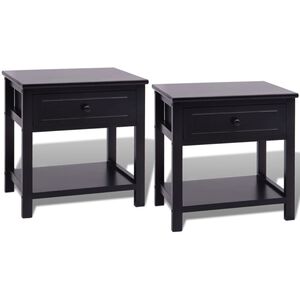 vidaXL Table de chevet 2 pcs Bois Noir