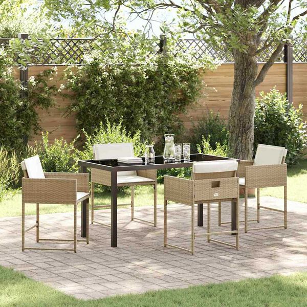 vidaXL Ensemble de salle &agrave; manger pour jardin 5 pcs Beige polyrotin