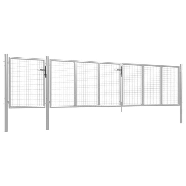 vidaXL Portail de jardin en acier 500 x 75 cm argent&eacute;