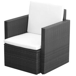 vidaXL Chaise de jardin et coussins et oreillers R&eacute;sine tress&eacute;e Noir