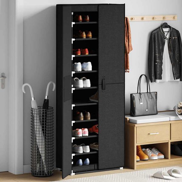 vidaXL Armoire &agrave; chaussures Noir 60x30x166 cm Tissu