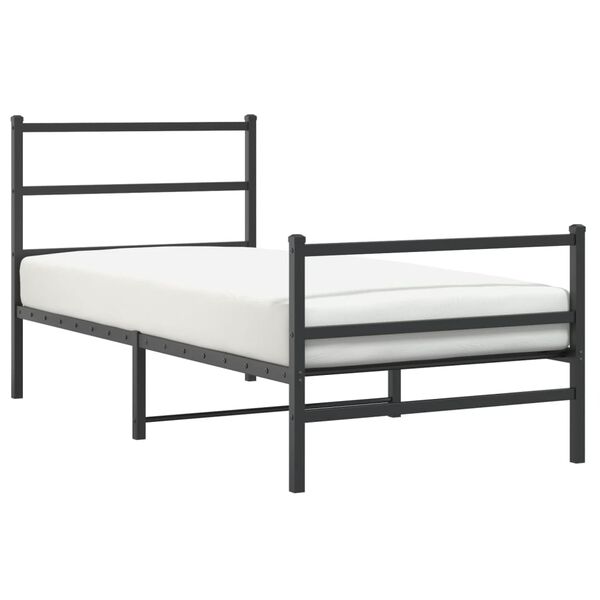vidaXL Cadre de lit m&eacute;tal sans matelas avec pied de lit noir 90x200 cm