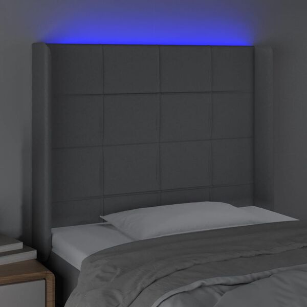 vidaXL T&ecirc;te de lit &agrave; LED Gris clair 93x16x118/128 cm Tissu