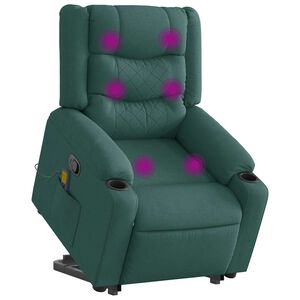 vidaXL Fauteuil inclinable de massage Vert fonc&eacute; Tissu