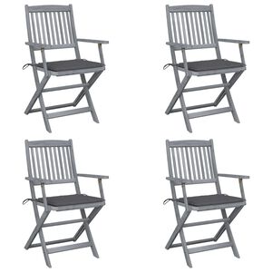 vidaXL Chaises pliables d'ext&eacute;rieur lot de 4 et coussins Bois d'acacia