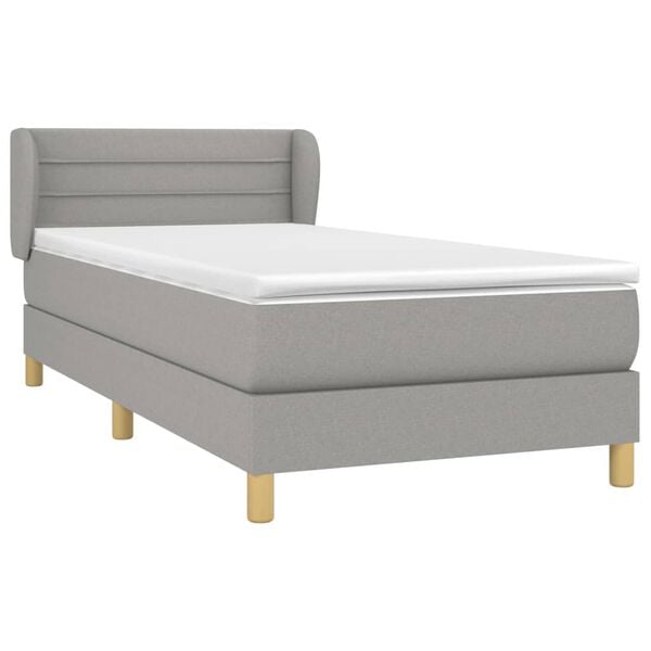 vidaXL Sommier &agrave; lattes de lit avec matelas Gris clair 100x200cm Tissu