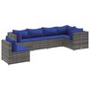 vidaXL Salon de jardin 6 pcs avec coussins Gris R&eacute;sine tress&eacute;e