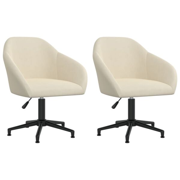 vidaXL Chaises pivotantes &agrave; manger lot de 2 cr&egrave;me velours