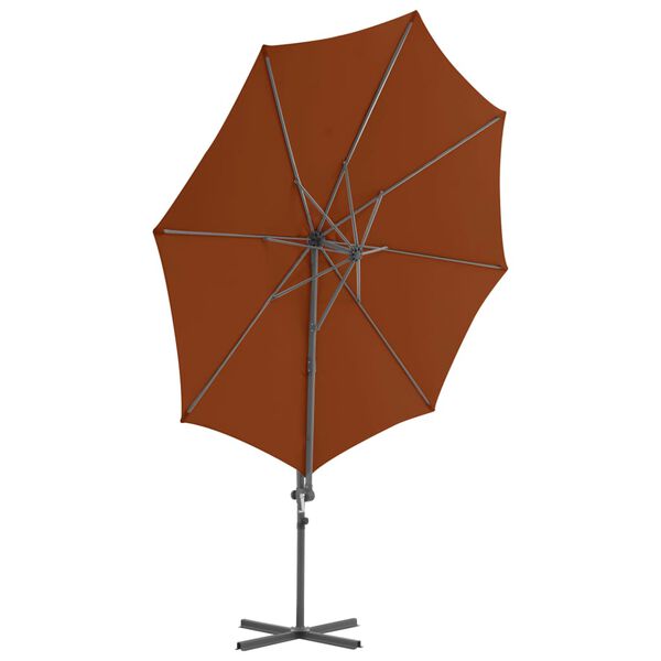 vidaXL Parasol de jardin en porte-à-faux avec mât en acier terre cuite