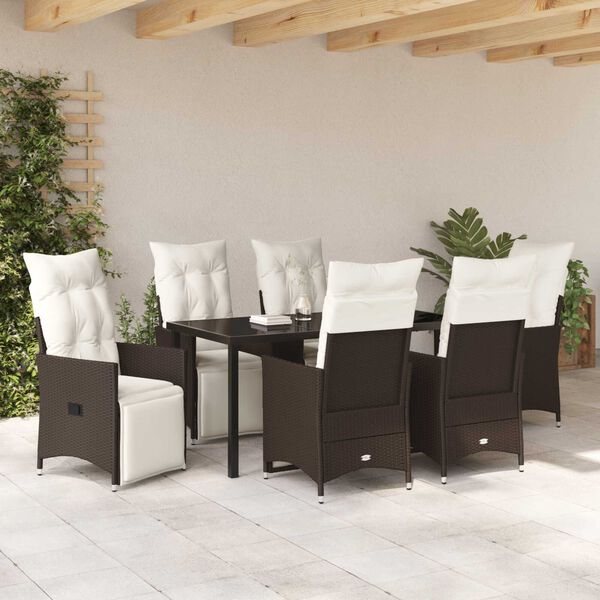 vidaXL Ensemble de salle à manger pour jardin 7 pcs Marron Poly rotin