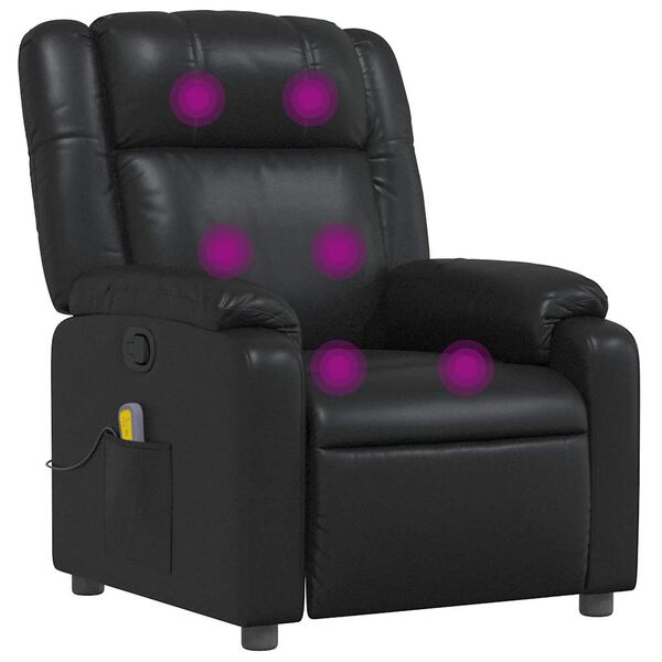 vidaXL Fauteuil de massage inclinable Noir Similicuir