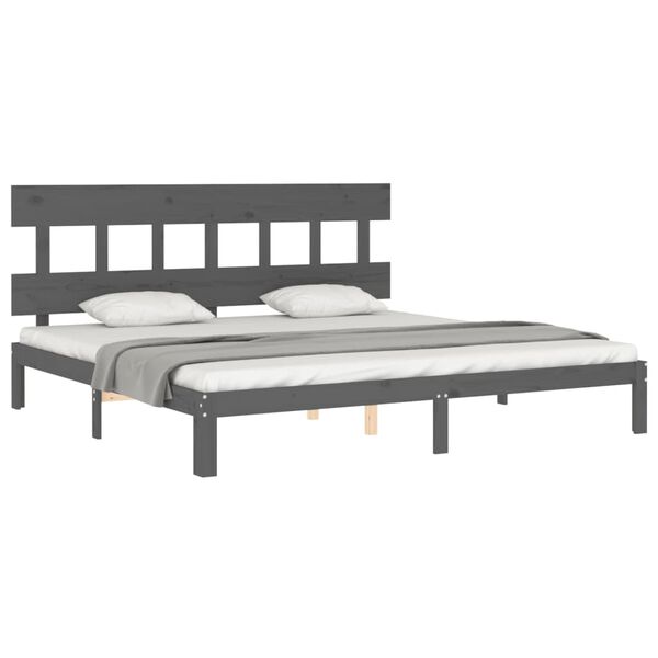 vidaXL Cadre de lit sans matelas gris 200x200 cm bois massif de pin