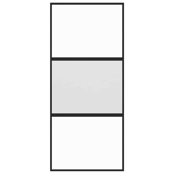 vidaXL Porte coulissante noir 90x205 cm verre trempé aluminium