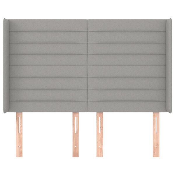 vidaXL T&ecirc;te de lit avec oreilles Gris clair 147x16x118/128 cm Tissu