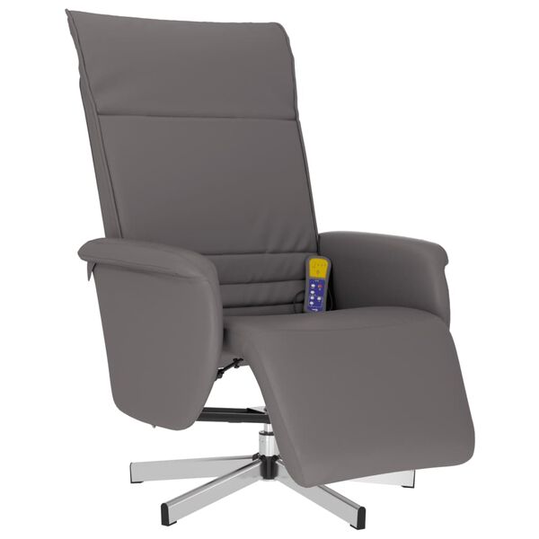 vidaXL Fauteuil inclinable de massage repose-pieds gris similicuir
