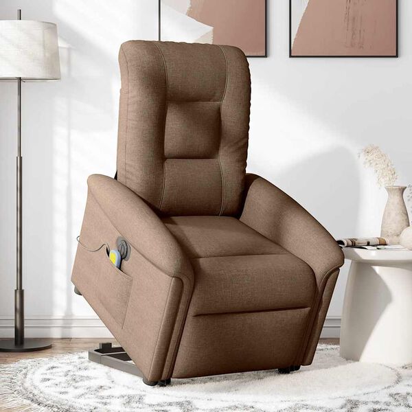 vidaXL Fauteuil inclinable de massage &eacute;lectrique Marron Tissu