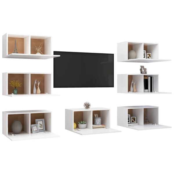 vidaXL Meubles TV 7 pcs Blanc 30,5x30x60 cm Bois d'ingénierie