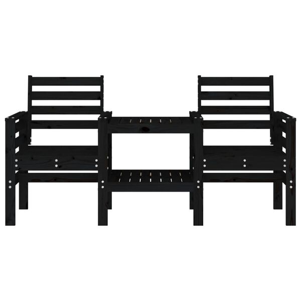 vidaXL Banc de jardin avec table 2 places noir bois massif de pin