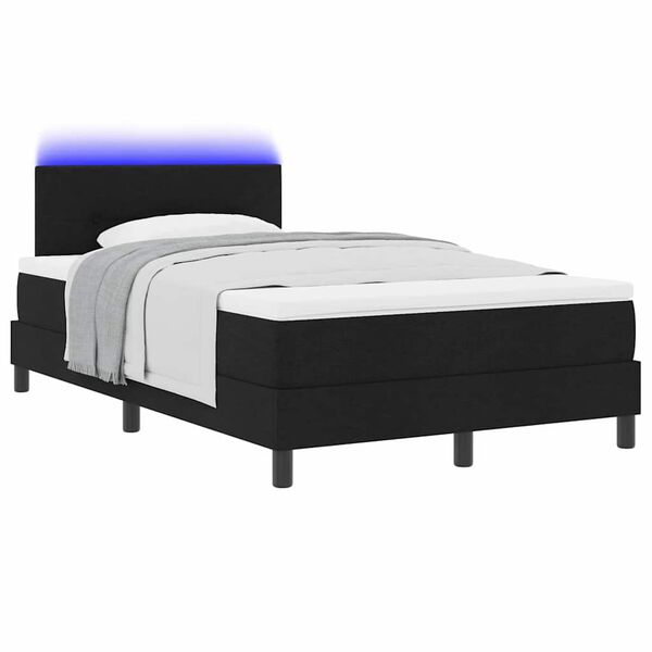 vidaXL Lit &agrave; ressorts avec matelas avec LED Noir 120 x 190 cm tissu
