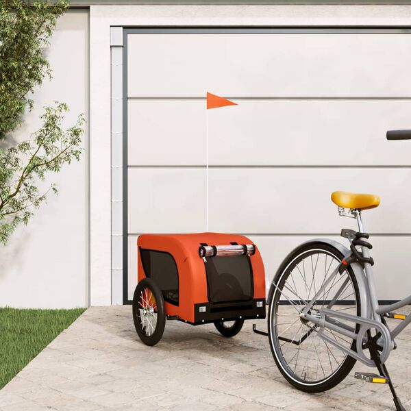 vidaXL Remorque de vélo pour animaux de compagnie orange et noir
