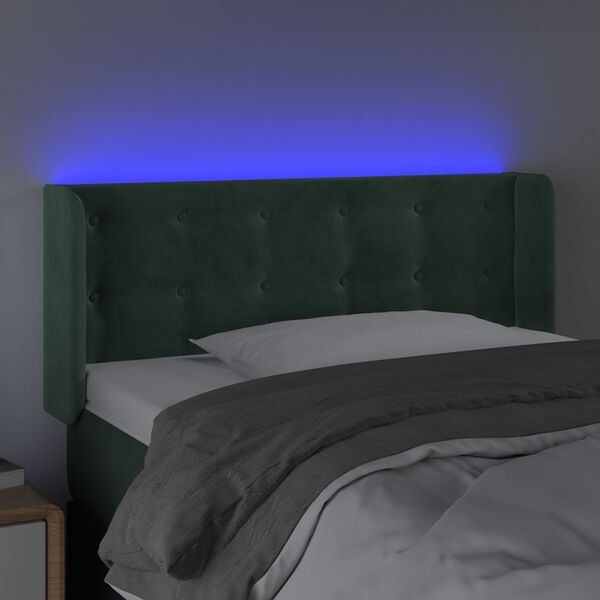 vidaXL T&ecirc;te de lit &agrave; LED Vert fonc&eacute; 83x16x78/88 cm Velours