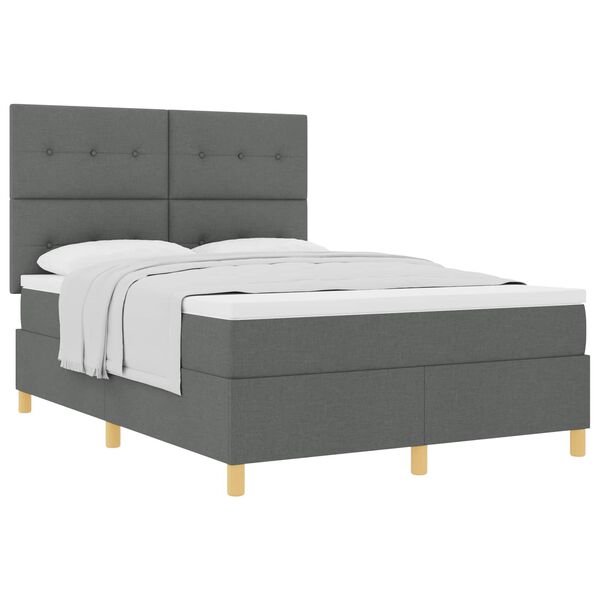 vidaXL Lit &agrave; ressorts avec matelas Gris fonc&eacute; 140 x 190 cm tissu
