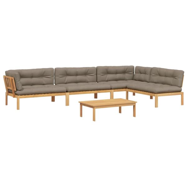 vidaXL Salon palette de jardin avec coussins 5pcs bois d'acacia massif