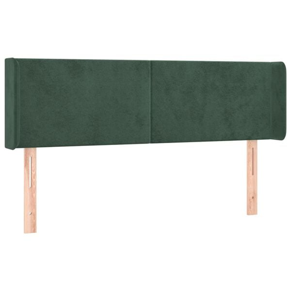 vidaXL T&ecirc;te de lit &agrave; LED Vert fonc&eacute; 147x16x78/88 cm Velours