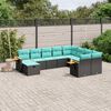 vidaXL Salon de jardin 10 pcs avec coussins noir r&eacute;sine tress&eacute;e