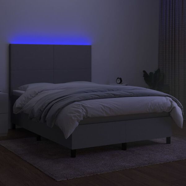 vidaXL Sommier &agrave; lattes de lit et matelas et LED Gris clair 140x190 cm