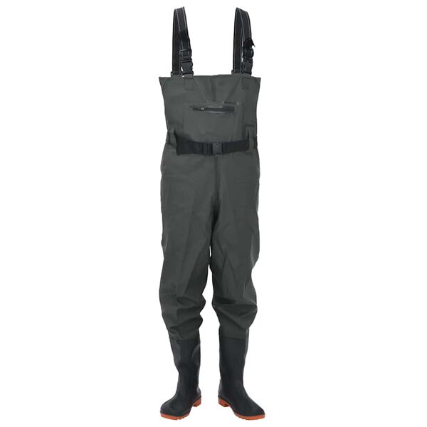 vidaXL Cuissardes avec bottes et ceinture vert fonc&eacute; taille 46