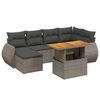 vidaXL Salon de jardin avec coussins 7 pcs gris r&eacute;sine tress&eacute;e
