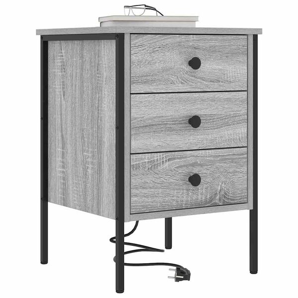 vidaXL Cabinet de chevet avec tiroir 2 pcs Gris Sonoma 42 x 41 x 61 cm
