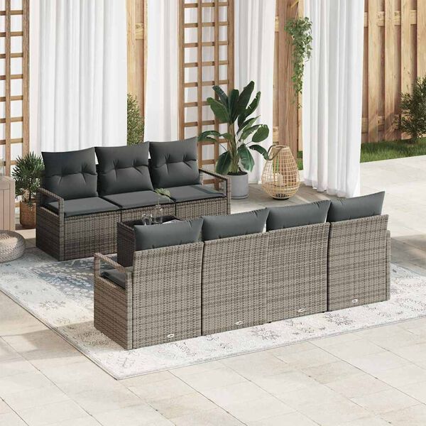 vidaXL Ensemble de canap&eacute; de jardin avec coussin 8 pcs Gris