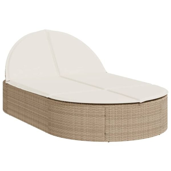 vidaXL Chaise longue double avec coussins beige r&eacute;sine tress&eacute;e