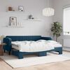 vidaXL Lit de jour avec lit gigogne et matelas bleu 90x200 cm velours
