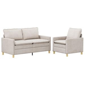 vidaXL Ensemble de Canap&eacute;s 2 pcs Cr&egrave;me Polyester