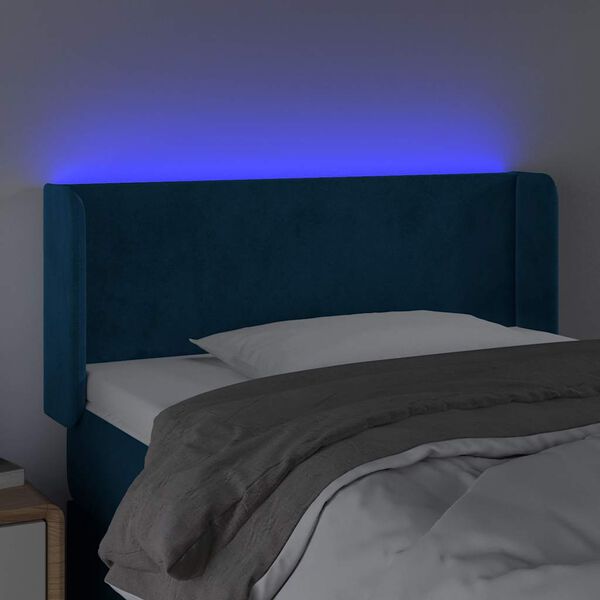 vidaXL T&ecirc;te de lit &agrave; LED Bleu fonc&eacute; 83x16x78/88 cm Velours