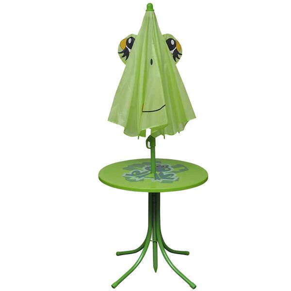 vidaXL Ensemble de bistro avec parasol pour enfants 3 pcs Vert