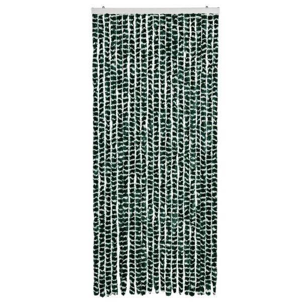 vidaXL Rideau anti-mouches vert et blanc 90x200 cm chenille