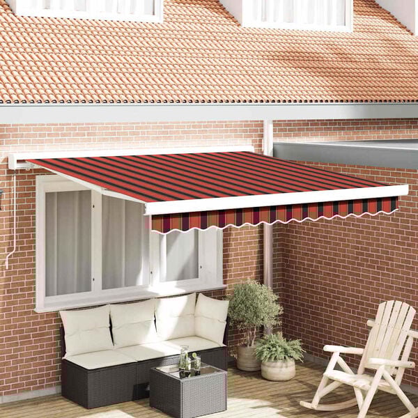 vidaXL Auvent R&eacute;tractable Rouge et Noir 350 x 250 cm Tissu et M&eacute;tal