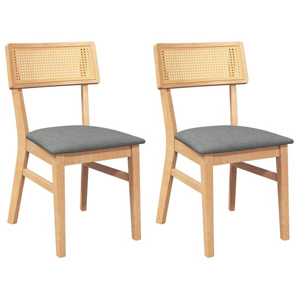 vidaXL Chaises à manger coussins 2 pcs bois massif caoutchouc