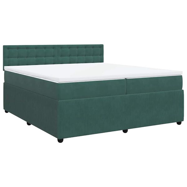 vidaXL Sommier &agrave; lattes de lit et matelas Vert fonc&eacute; 200x200cm Velours