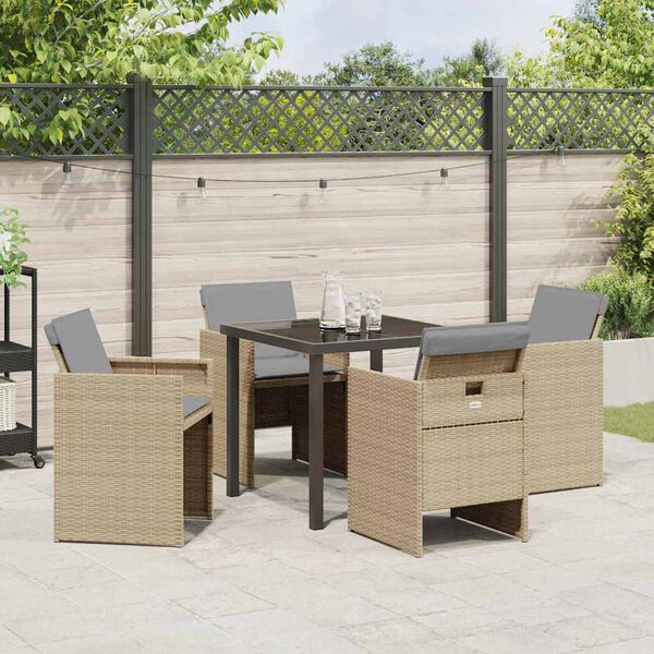 vidaXL Ensemble de salle &agrave; manger pour jardin 5 pcs Beige polyrotin