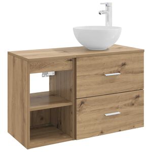 vidaXL Ensemble de mobilier de salle de bain 2 pcs Ch&ecirc;ne artisanal